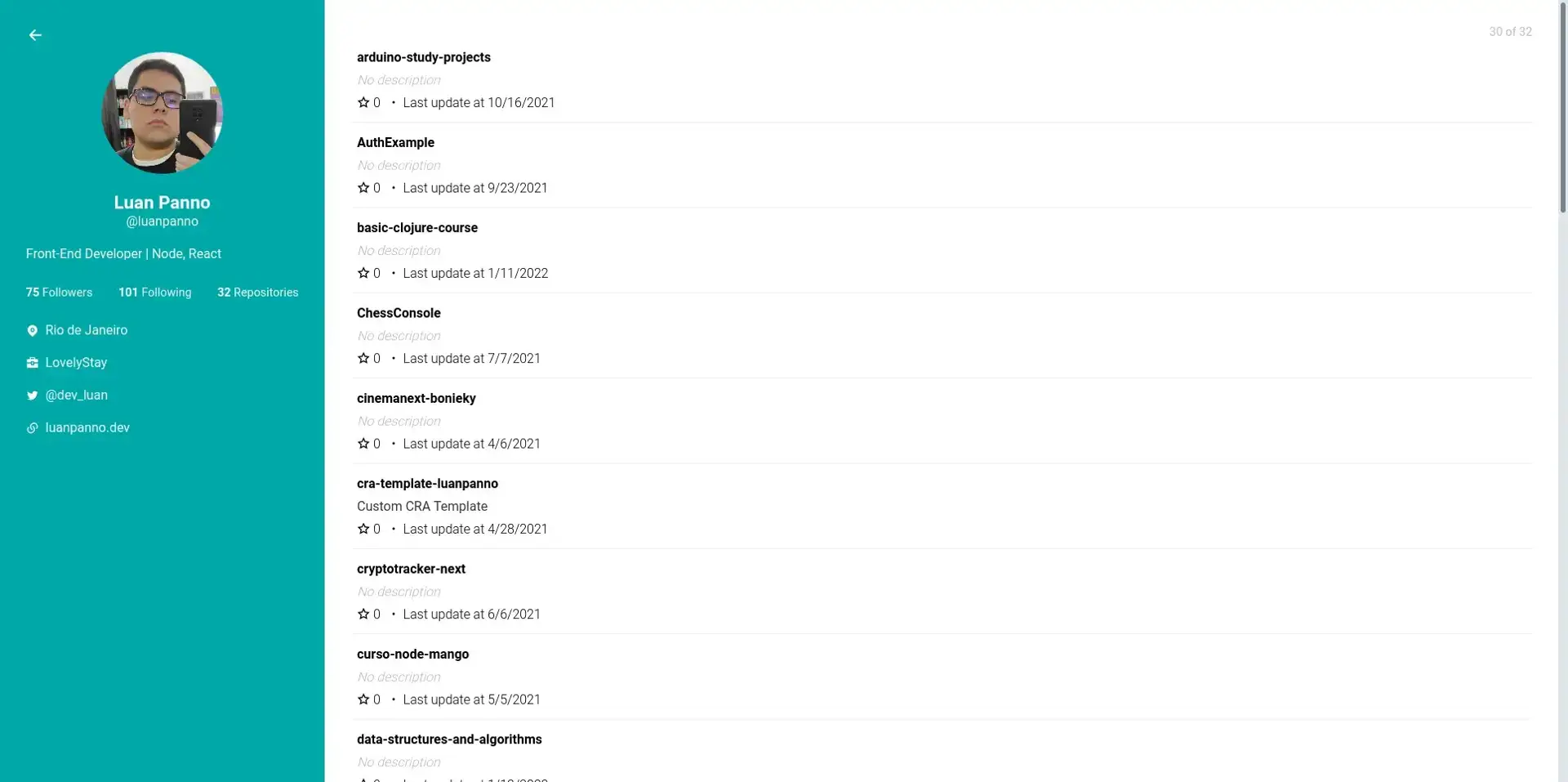 Screenshot or preview of Github Search project